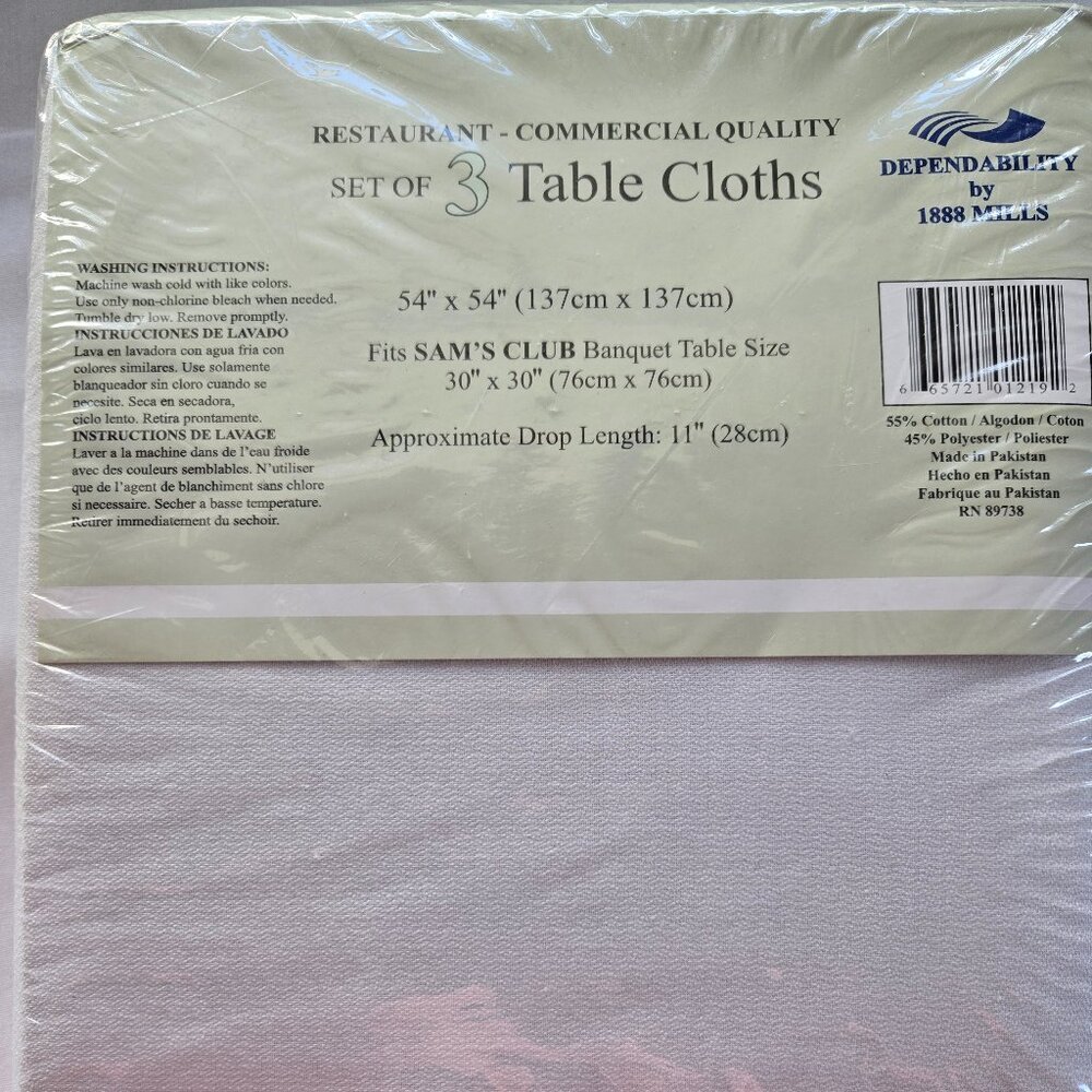 Restaurant - Commercial Quality SET OF 3 TABLE CLOTHS 54" X 54"